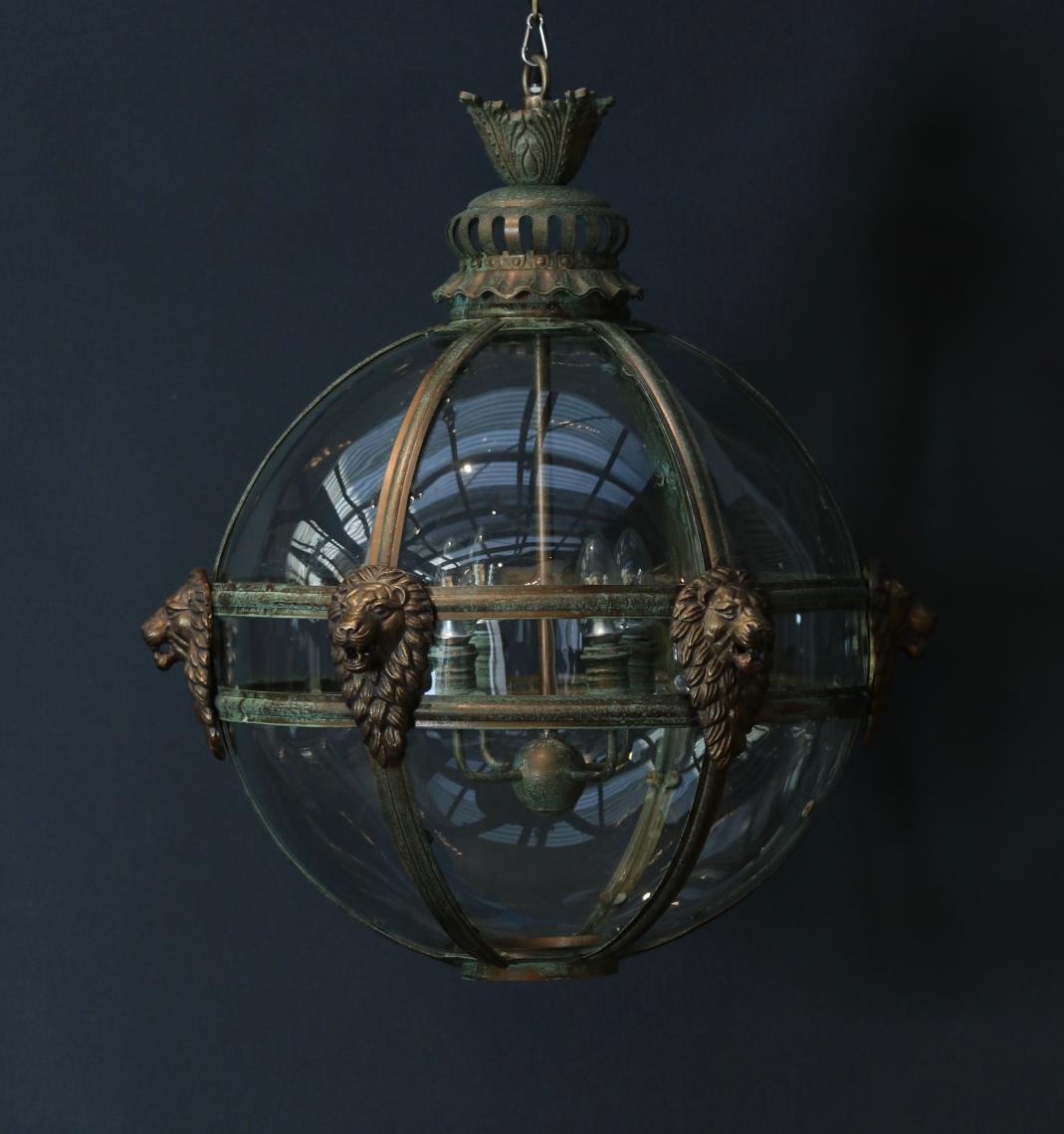 Globe Lion Lantern // Verdigris 
